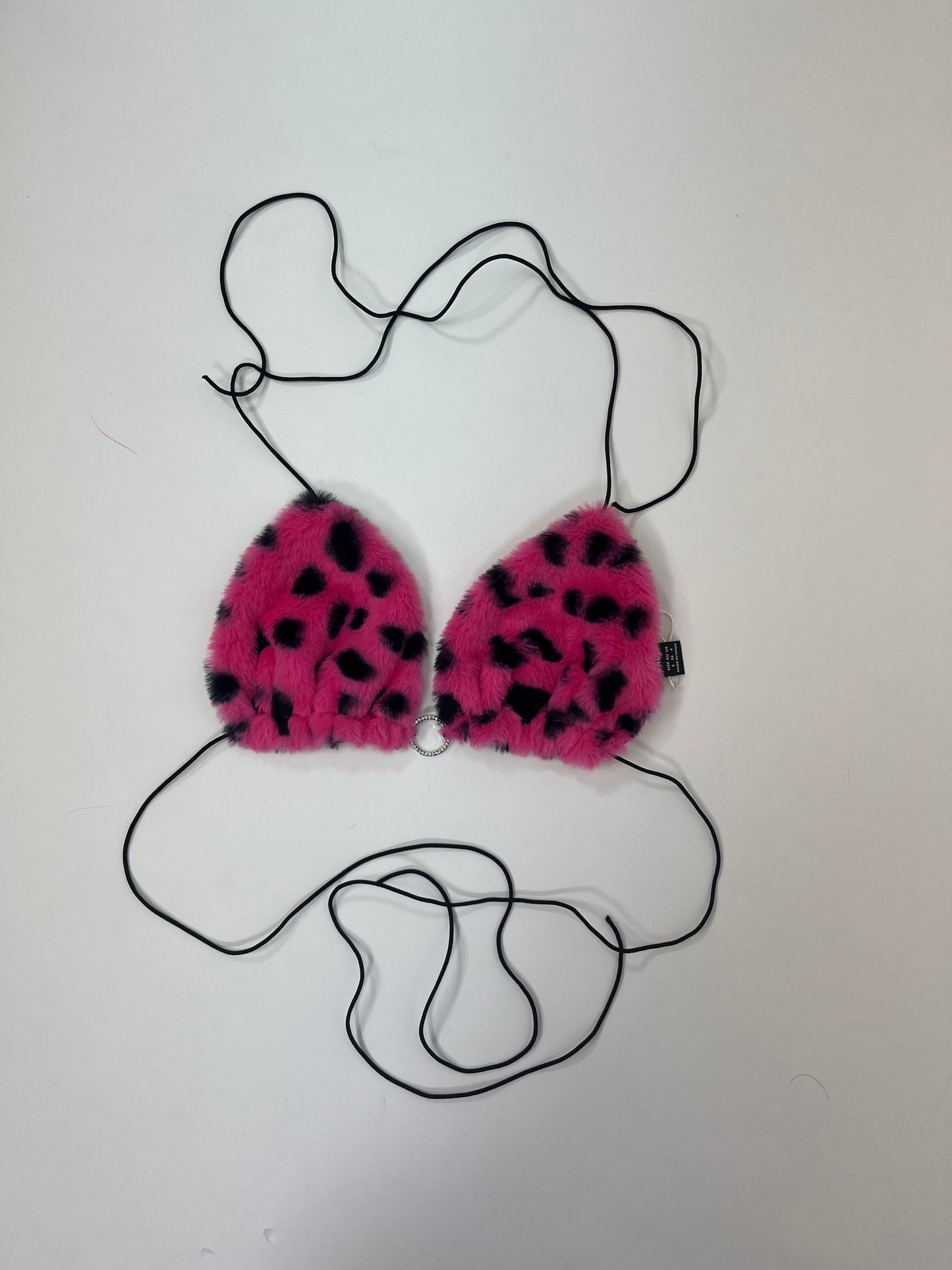 fluffy leopard bra