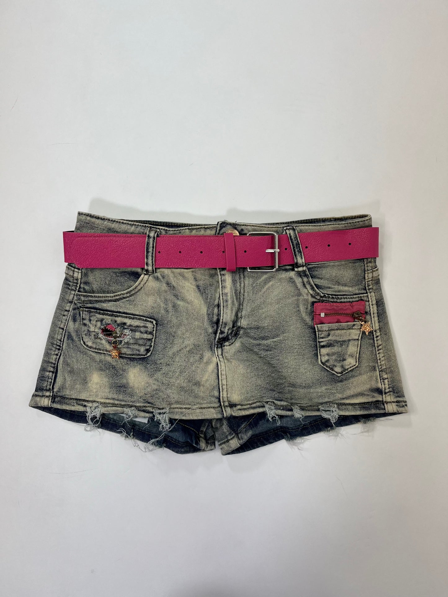 belted denim skort